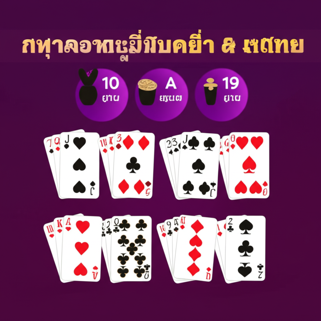 แผนภาพแสดงกติกาการนับแต้มไพ่บาคาร่าอย่างง่ายสำหรับมือใหม่ พร้อมคำอธิบายภาษาไทย