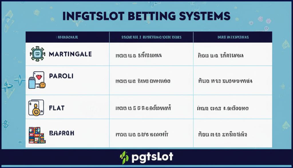 อินโฟกราฟิกเปรียบเทียบสูตรเดินเงิน Martingale, Paroli และ Flat Betting พร้อมข้อดีข้อเสีย