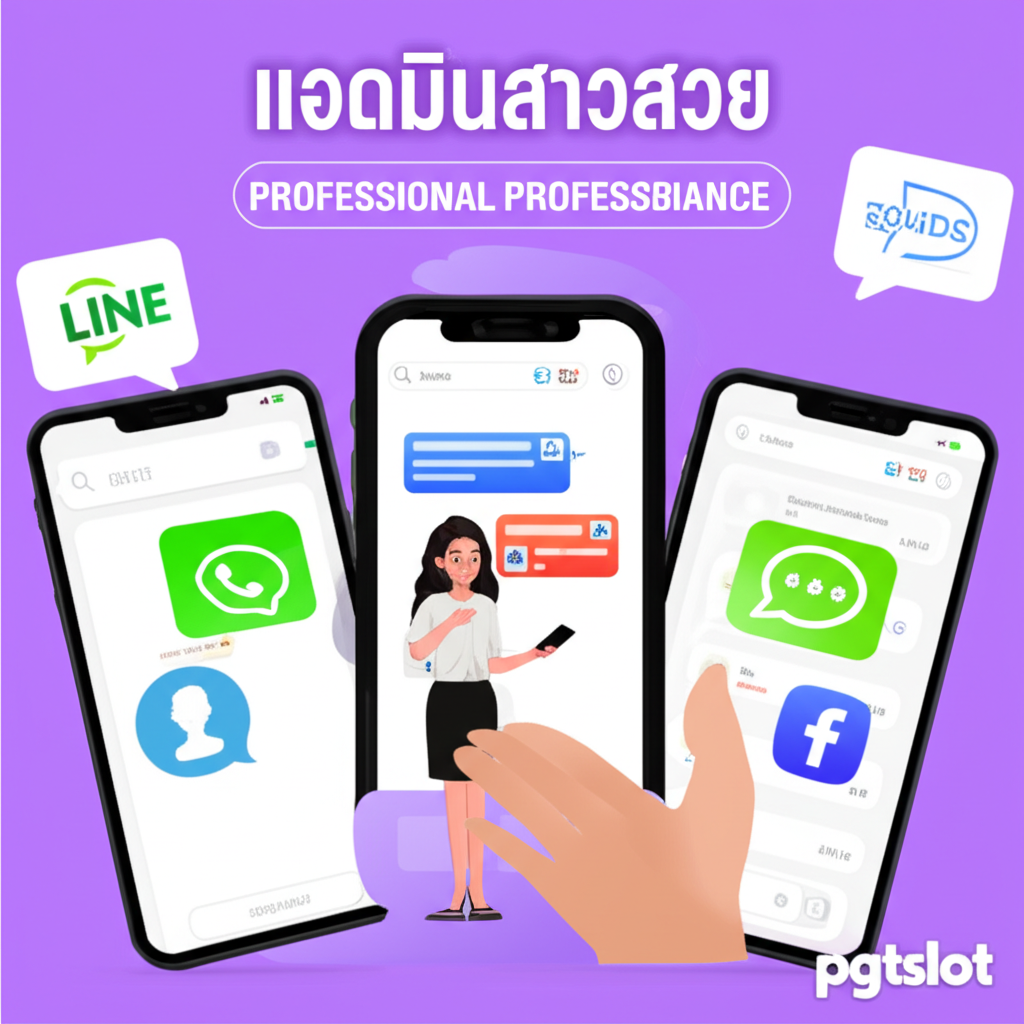 บริการแอดมินสาวสวยดูแลลูกค้าตลอด 24 ชั่วโมง ผ่านช่องทาง Line, Telegram และ Facebook จาก pgtslot