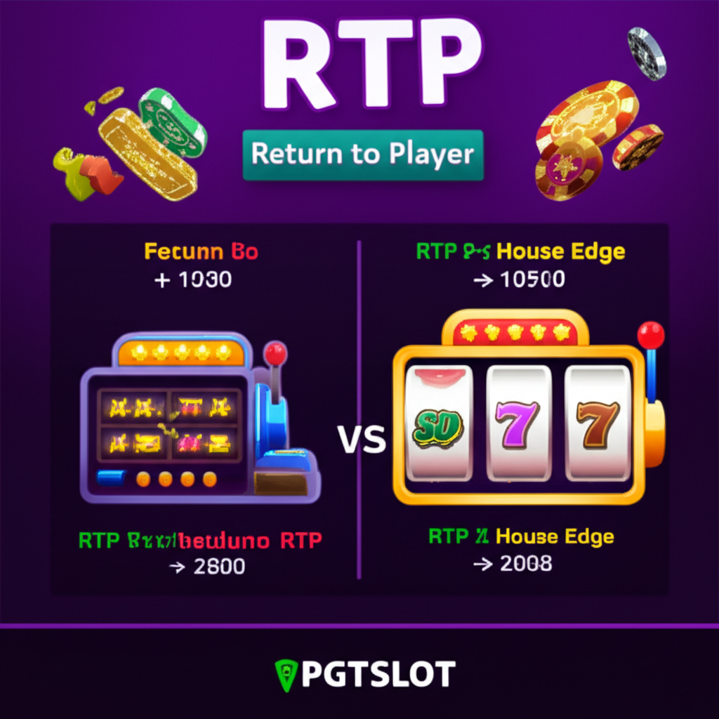 อินโฟกราฟิกอธิบายความหมายและการคำนวณ RTP ในเกมสล็อตออนไลน์