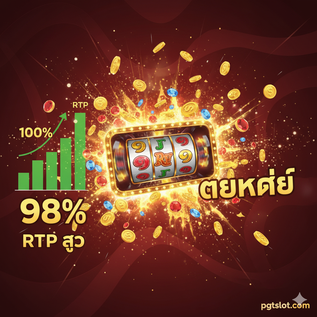 ภาพสำหรับอธิบายคุณสมบัติ 'Pop' (สล็อตแตกง่าย) แสดงภาพวงล้อสล็อตที่กำลังหมุนและมีเอฟเฟกต์การระเบิดของเหรียญทองหรือเพชร (Jackpot Pop-up) อย่างรุนแรงและรวดเร็วตรงกลางหน้าจอ เน้นสีทองและสีแดงเพื่อสื่อถึงความร่ำรวยและการแตกรางวัลที่รวดเร็ว ด้านข้างอาจมีกราฟแสดงค่า RTP สูง เพื่อเน้นย้ำว่าเป็นสล็อตที่ 'ป๊อป' จริง มีข้อความตัวหนา 'แตกง่าย' และ 'RTP สูง' อยู่ในภาพ องค์ประกอบโดยรวมให้ความรู้สึกตื่นเต้นและสร้างความเร้าใจในการทำกำไร.