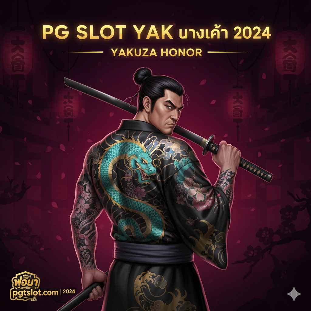 展示游戏核心功能和机制的截图或合成图。重点突出Yakuza Honor游戏的6x5 视频老虎机布局和Wilds-on-the-Way（สัญลักษณ์กรอบทอง）功能。画面中展示一个高赔付符号（如老大或龙形刺青）被金色边框（Wilds-on-the-Way）包围，并即将转化为Wild符号的情景。下方应有Free Spins字样或Scatter符号（ยากูซ่าหน้ากาก）在转轴上闪烁，强调进入免费游戏模式的潜力。整体风格为游戏内截图，色彩鲜明，突出转轴和高倍数符号，增强玩家对游戏“แตกง่าย”的期待感。