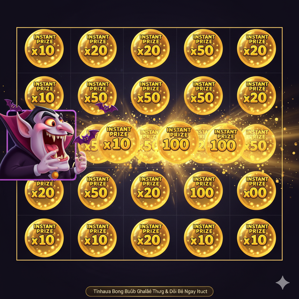 Một hình ảnh minh họa quá trình Fat Drac mở rộng trong Free Games: 1x1, sau đó thu thập 5 Goblet và lớn lên 2x2, rồi 3x3. Background nên là khung cảnh Free Games và có chú thích '5 Goblet = Drac Lớn Hơn' bằng tiếng Việt.