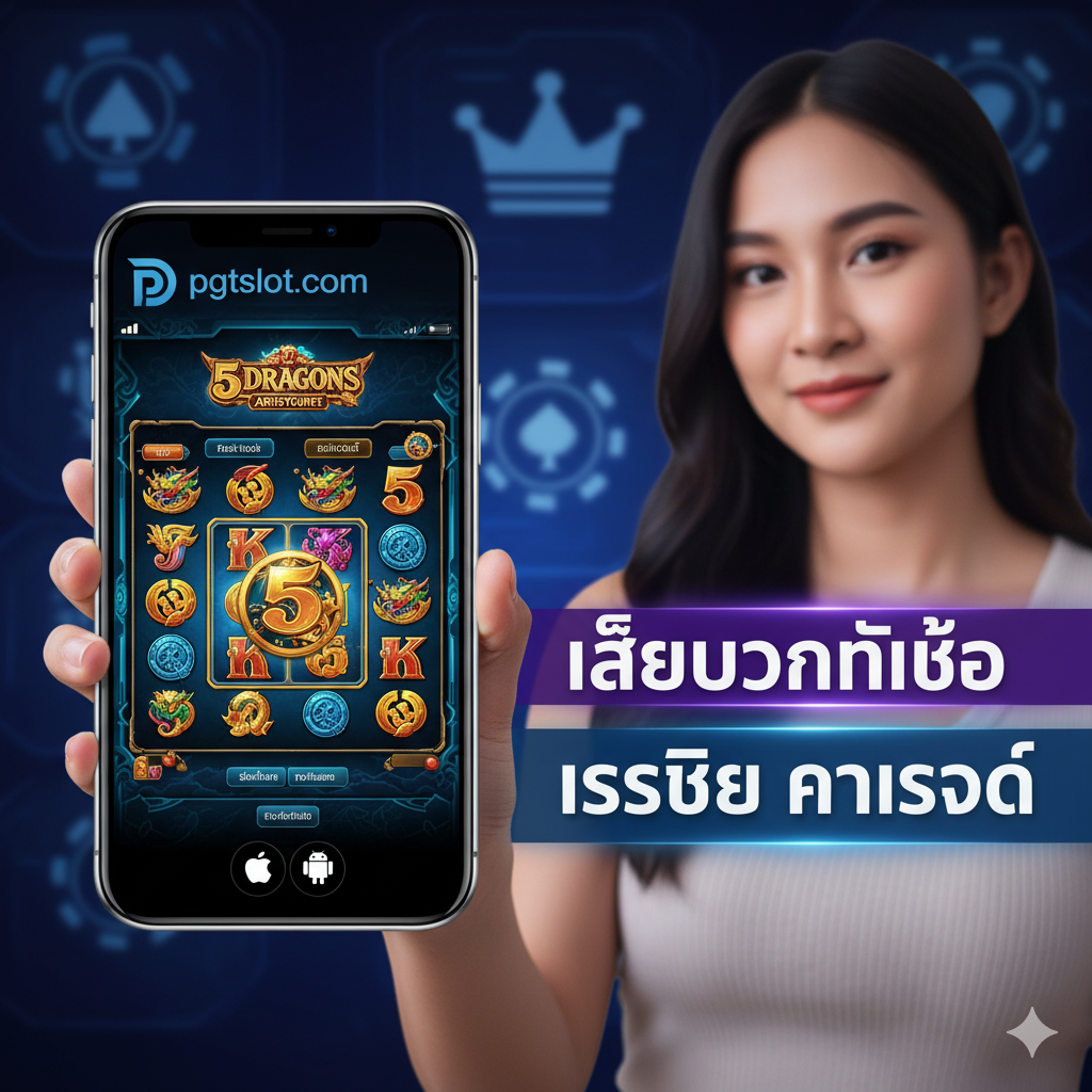 ภาพสำหรับส่วนข้อดีของการเล่นที่ pgtslot.com แสดงถึงความน่าเชื่อถือและความสะดวกสบาย ควรมีสัญลักษณ์ของ pgtslot.com (ถ้ามี) หรือภาพรวมของหน้าจอเกมสล็อต Aristocrat (เช่น 5 Dragons หรือ Red Baron) ที่กำลังเล่นอย่างลื่นไหลบนหน้าจอโทรศัพท์มือถือ (iOS/Android) ที่อยู่ในมือของคนไทย (สังเกตจากผิวและเครื่องแต่งกาย) ฉากหลังควรเป็นโลโก้ของคาสิโนออนไลน์ที่ดูหรูหราพร้อมข้อความ 'เล่นบนมือถือ' หรือ 'เสถียร รวดเร็ว' เน้นโทนสีน้ำเงิน/ม่วงที่สื่อถึงเทคโนโลยีและความปลอดภัย