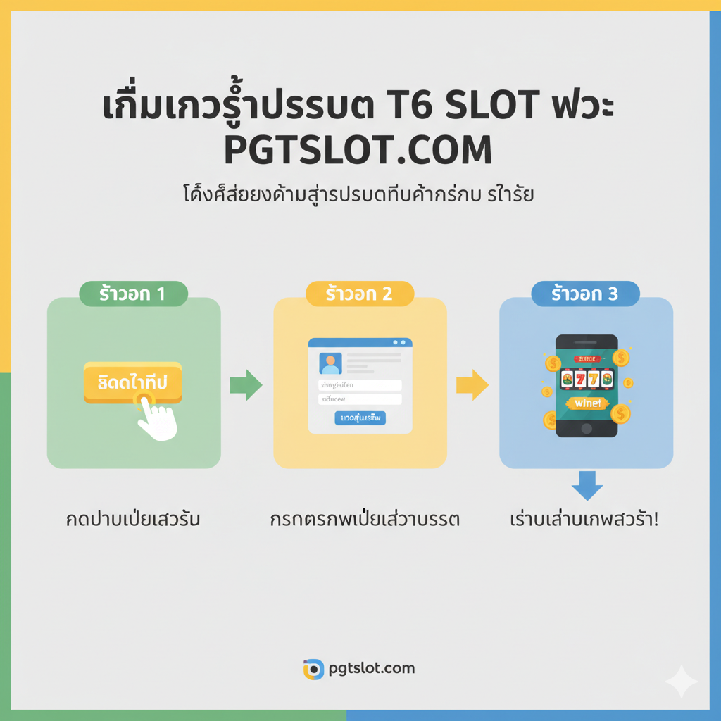 ภาพที่สื่อถึง 'ทางเข้าสำรองฉุกเฉิน' และ 'การอัปเดตตลอด 24 ชั่วโมง' โดยใช้ภาพของหน้าจอคอมพิวเตอร์และมือถือที่มีการเชื่อมต่อกันอย่างราบรื่น (Seamless Connection) และมีโลโก้ T6 Slot และ PGT Slot อยู่ในภาพ ใช้สีเขียวสดใสหรือสีทองเป็นสัญลักษณ์ของความสำเร็จในการเชื่อมต่อ แสดงนาฬิกาที่บ่งบอกเวลาเที่ยงคืนหรือสัญลักษณ์การอัปเดตแบบวนซ้ำ (Recycling/Update Symbol) เน้นภาพกุญแจที่กำลังเปิดประตู (Unlocked Padlock) เพื่อสื่อถึงการเข้าถึงที่ปลอดภัยและไม่ถูกบล็อก มีข้อความภาษาไทยขนาดเล็กเช่น "ลิงก์ใช้งานได้ 100%" ประกอบอยู่เพื่อเน้นคุณสมบัติ