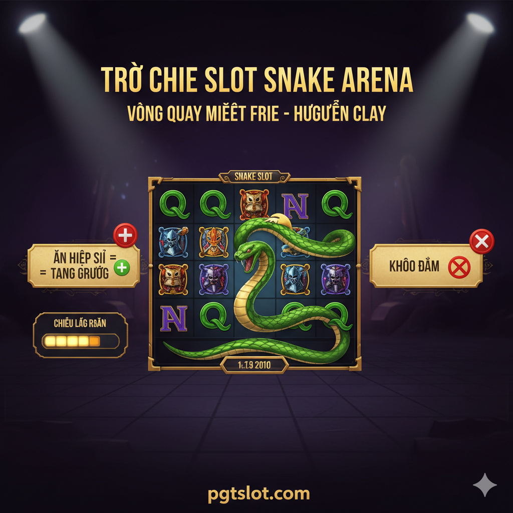 An engaging tutorial image explaining the Free Spins bonus round. The center of the image displays the 5x5 slot grid where the snake has grown longer, consuming multiple knights. A progress bar or visual indicator on the side shows the snake's length increasing. Visual cues like 'Eat Knight = Grow' and 'Don't Crash' are integrated stylistically into the artwork using icons (a crossed-out collision symbol and a plus sign for growth). The lighting is dramatic, simulating a 'bonus round' mode with darker ambient light and bright spotlights on the grid action.