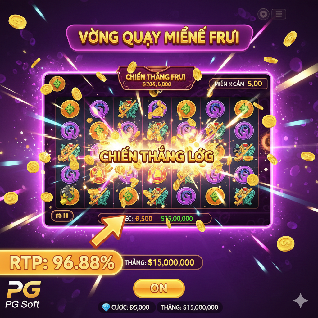 一张展示PG Slot游戏核心功能的图片,体现'Super'的品质。图片应展示一个典型的PG Slot游戏界面(如3D卡通风格,纵向布局),突出显示其独特的机制,例如一个被点亮的'Mega Win'或'Free Spin'触发画面。在画面角落放置PG Soft的Logo或图标,并用箭头或闪烁的光芒指向RTP(Return to Player)数字(例如,96%+)。色彩鲜艳,充满活力,强调游戏画面的精美和创新性,以支持'PG Slot là Super'的论点。