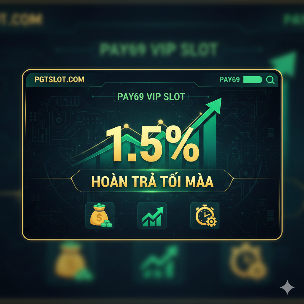 Hình ảnh minh họa cho các đặc quyền và tính năng VIP cốt lõi, tập trung vào Tỷ lệ Hoàn trả (Cashback). Bố cục là một biểu đồ tăng trưởng hoặc một màn hình hiển thị số liệu với con số nổi bật '1.5% Hoàn Trả Tối Đa'. Hình ảnh nên sử dụng tông màu xanh lá cây hoặc xanh dương tươi sáng kết hợp với vàng kim để biểu thị lợi nhuận và sự ưu tiên. Các biểu tượng nhỏ (icons) minh họa: một túi tiền (lợi nhuận), một mũi tên hướng lên (tăng trưởng cấp độ), và một chiếc đồng hồ (ưu tiên xử lý giao dịch). Phong cách thiết kế hiện đại, sạch sẽ và tập trung vào dữ liệu tài chính.